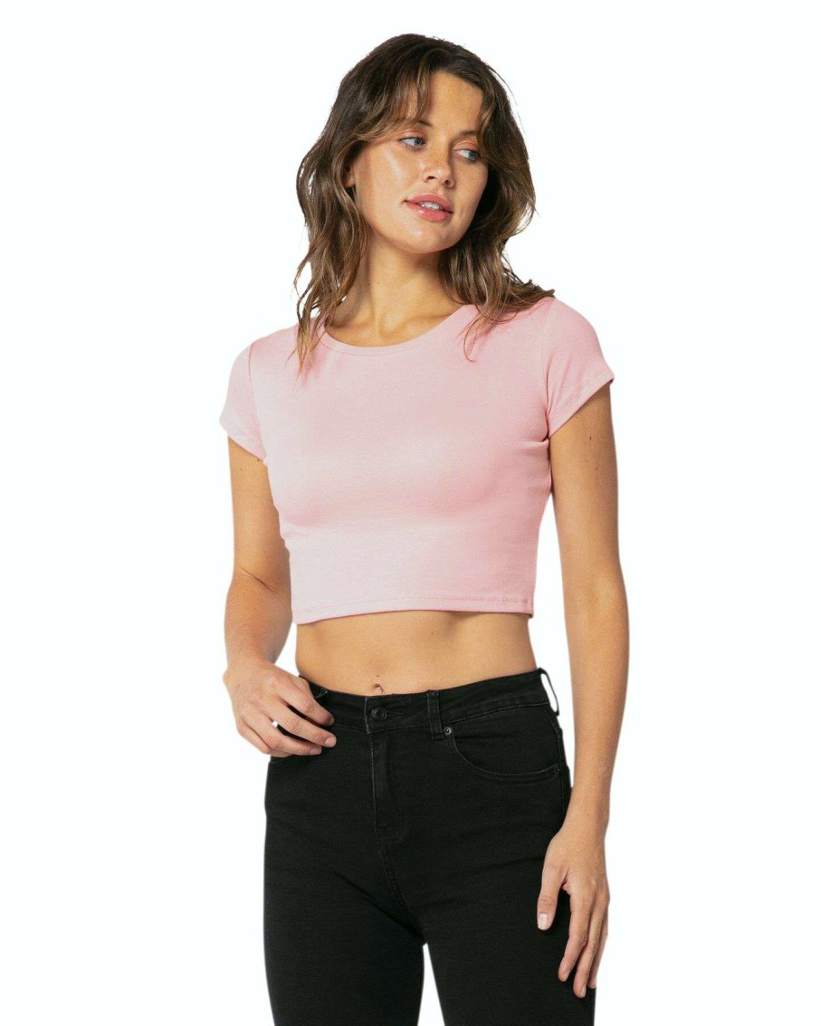 Womens * | Oneby1 Good Quality Classic Pink Crop Tee