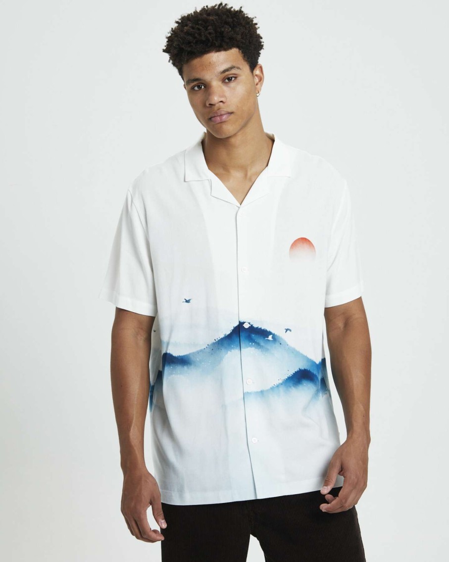 Mens * | Insight Hot Sell Bookend Short Sleeve Resort Shirt White