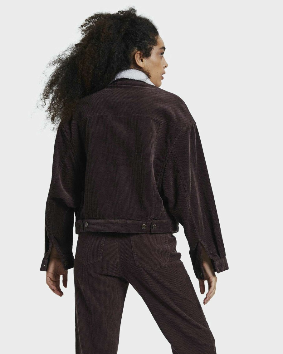 Womens * | Insight Cut Price Kenny Baggy Cord Borg Jacket Chocolate