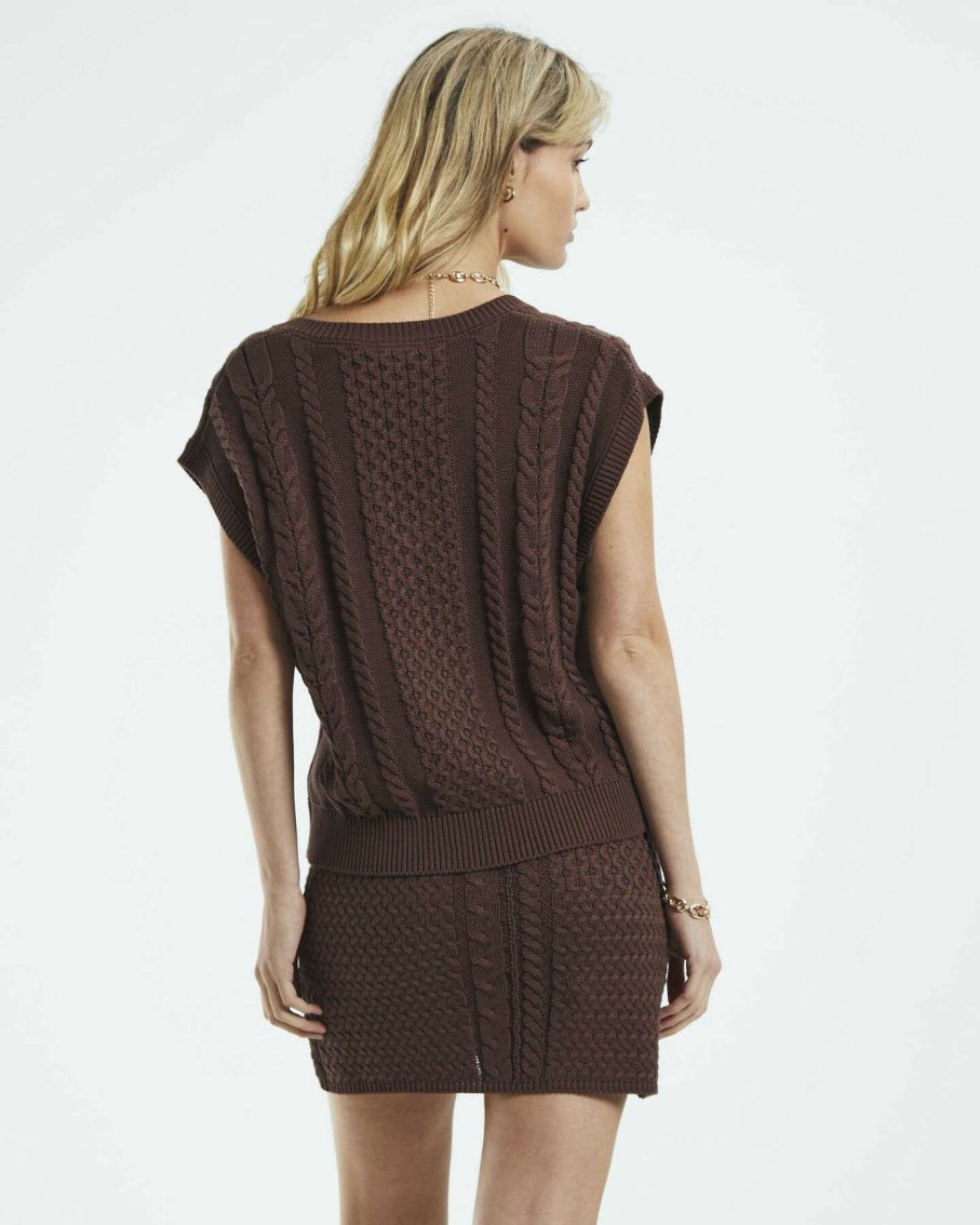 Womens * | Subtitled Quality Guarantee Misha Cable Knit Sweater Vest Chocolate Brown