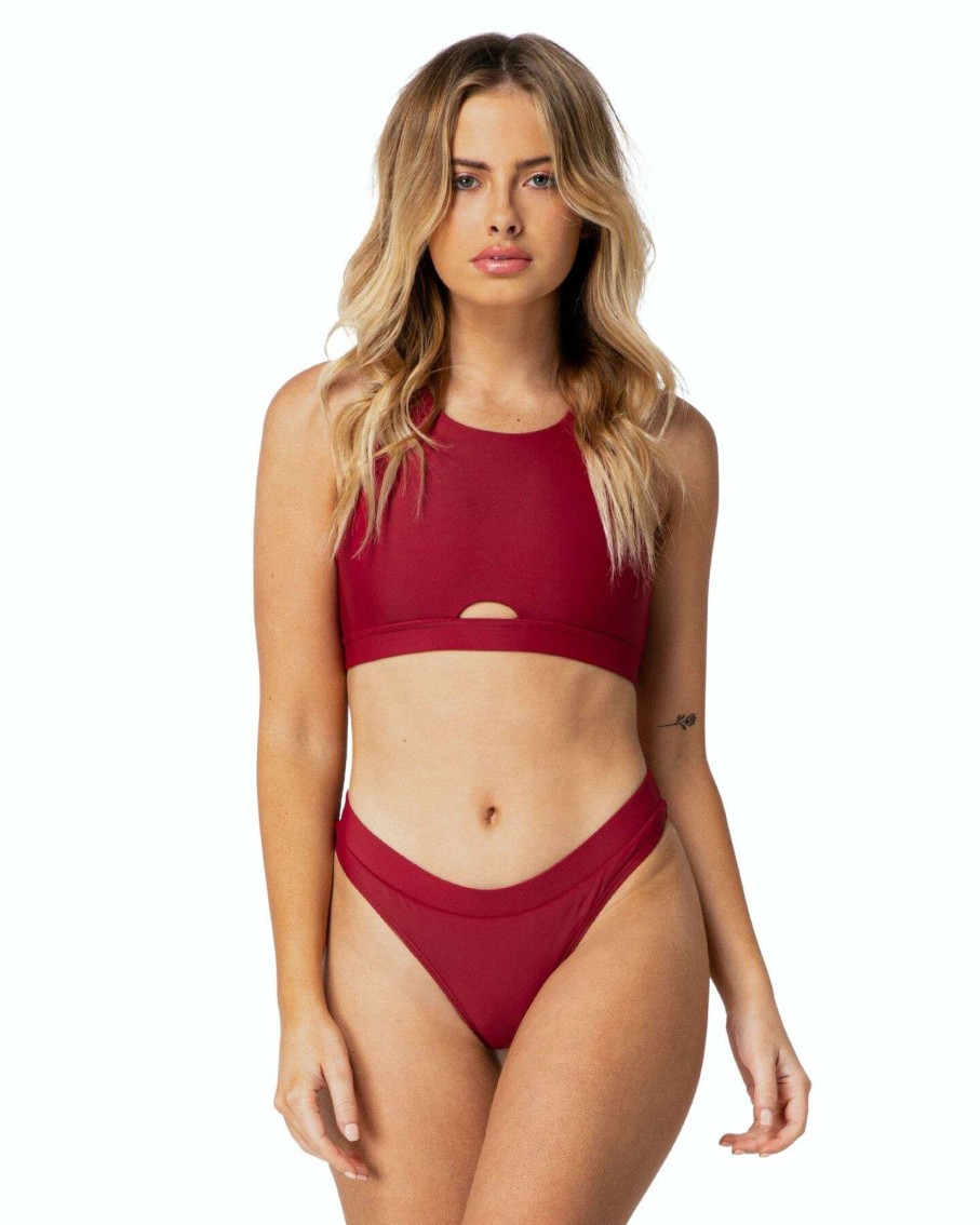 Womens * | Oneby1 Hot Sale Illana Maroon Bikini Bottoms