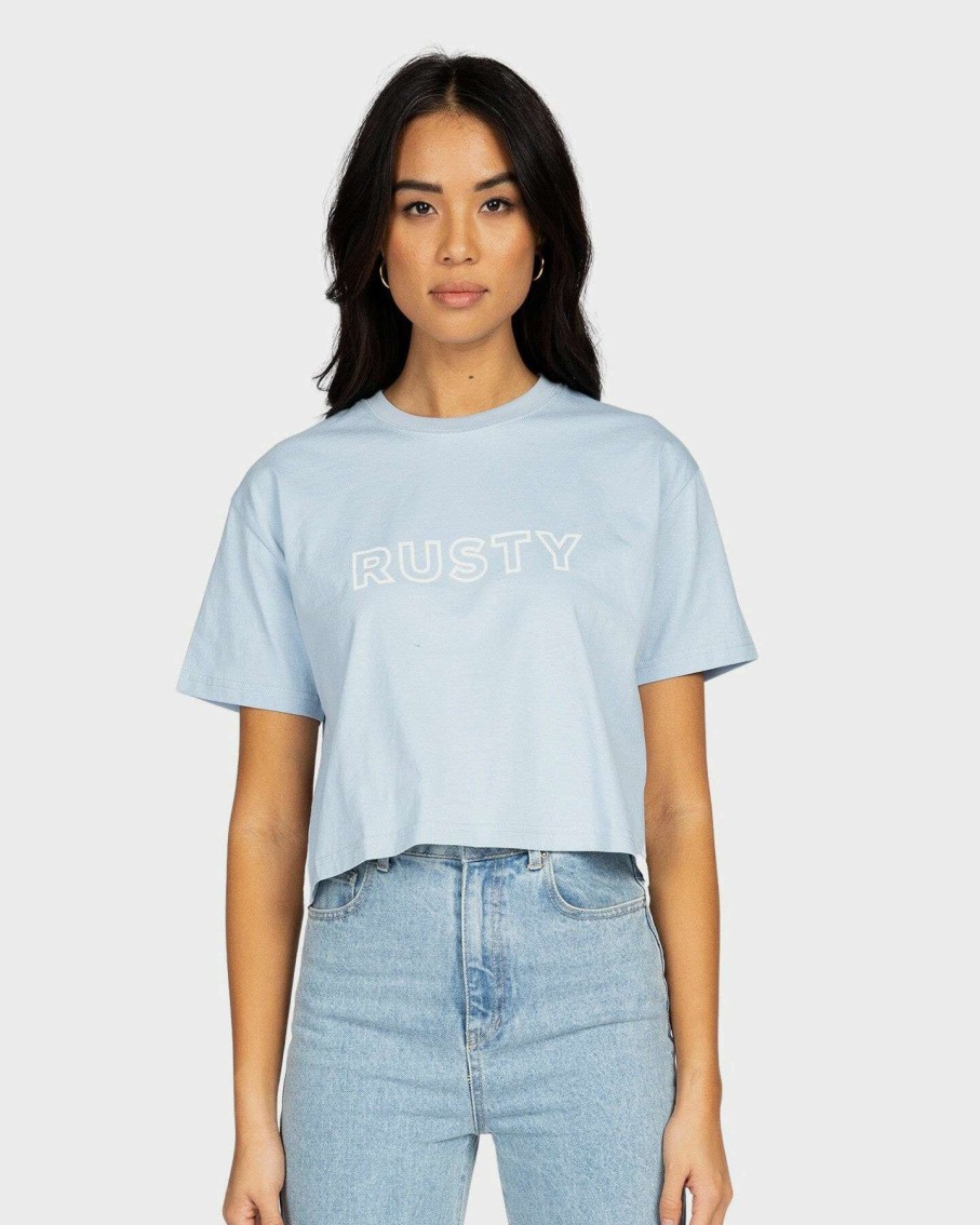 Womens * | Hot Sell Rusty Key Line Easy Fit Crop Tee