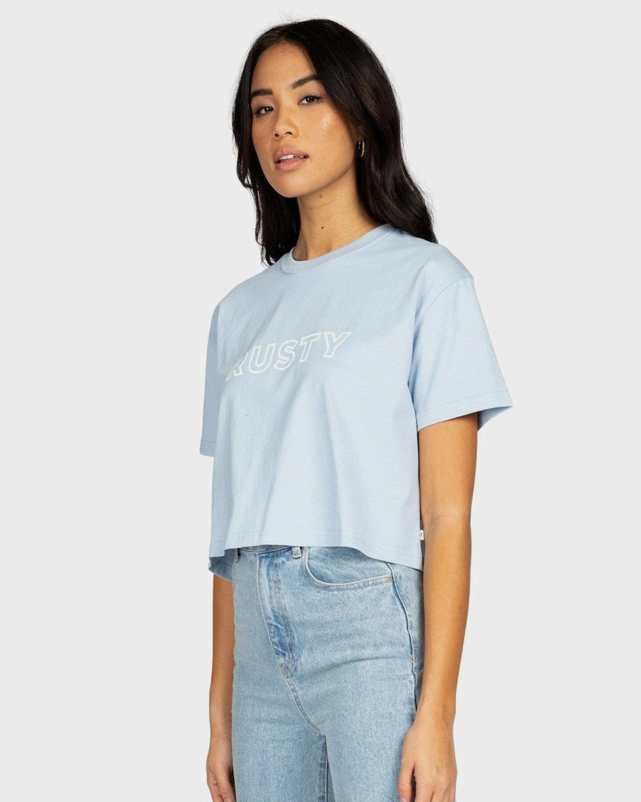 Womens * | Hot Sell Rusty Key Line Easy Fit Crop Tee