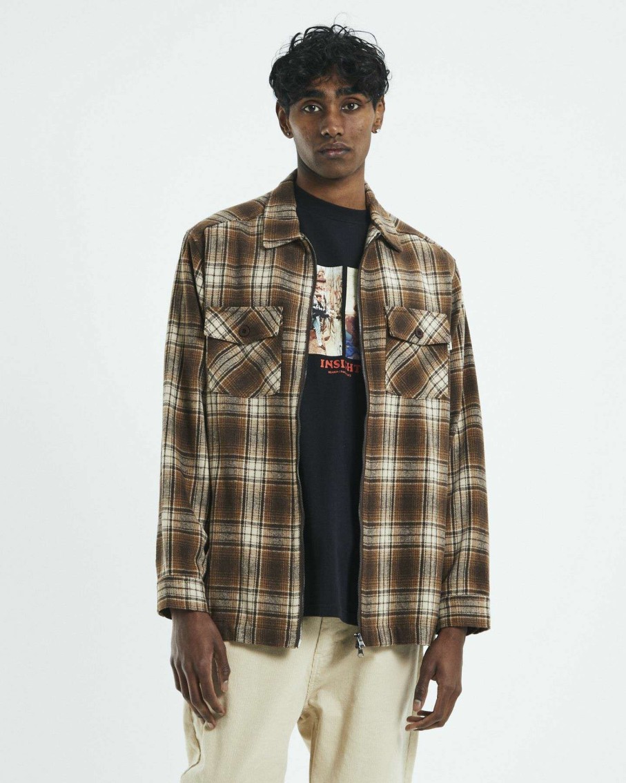 Mens * | Insight Cut Price Check In Zip Flannel Jacket