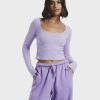 Womens * | General Pants Co. Basics Top Selling Scoop Neck Long Sleeve Crop Top