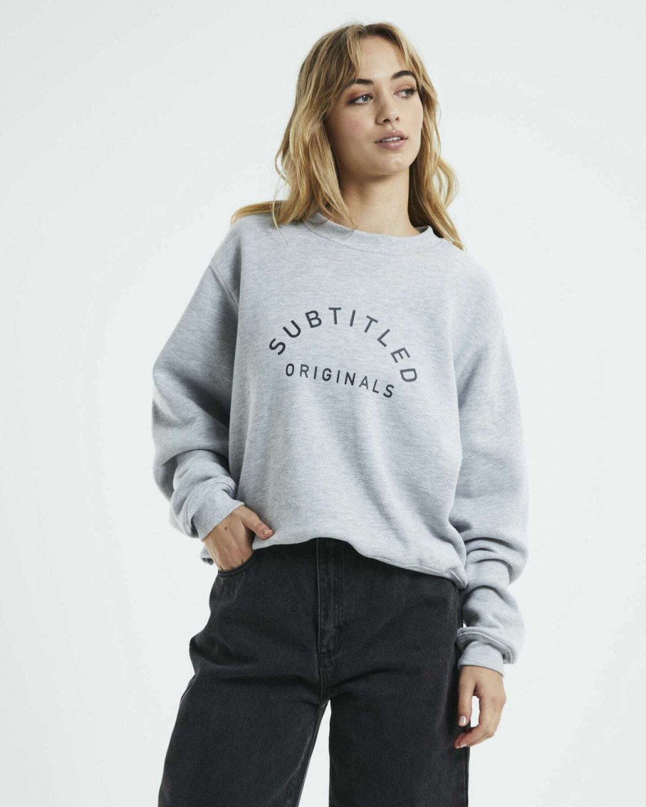 Womens * | Subtitled Best Sale Arch Origin Fleece Jumper Grey Marle