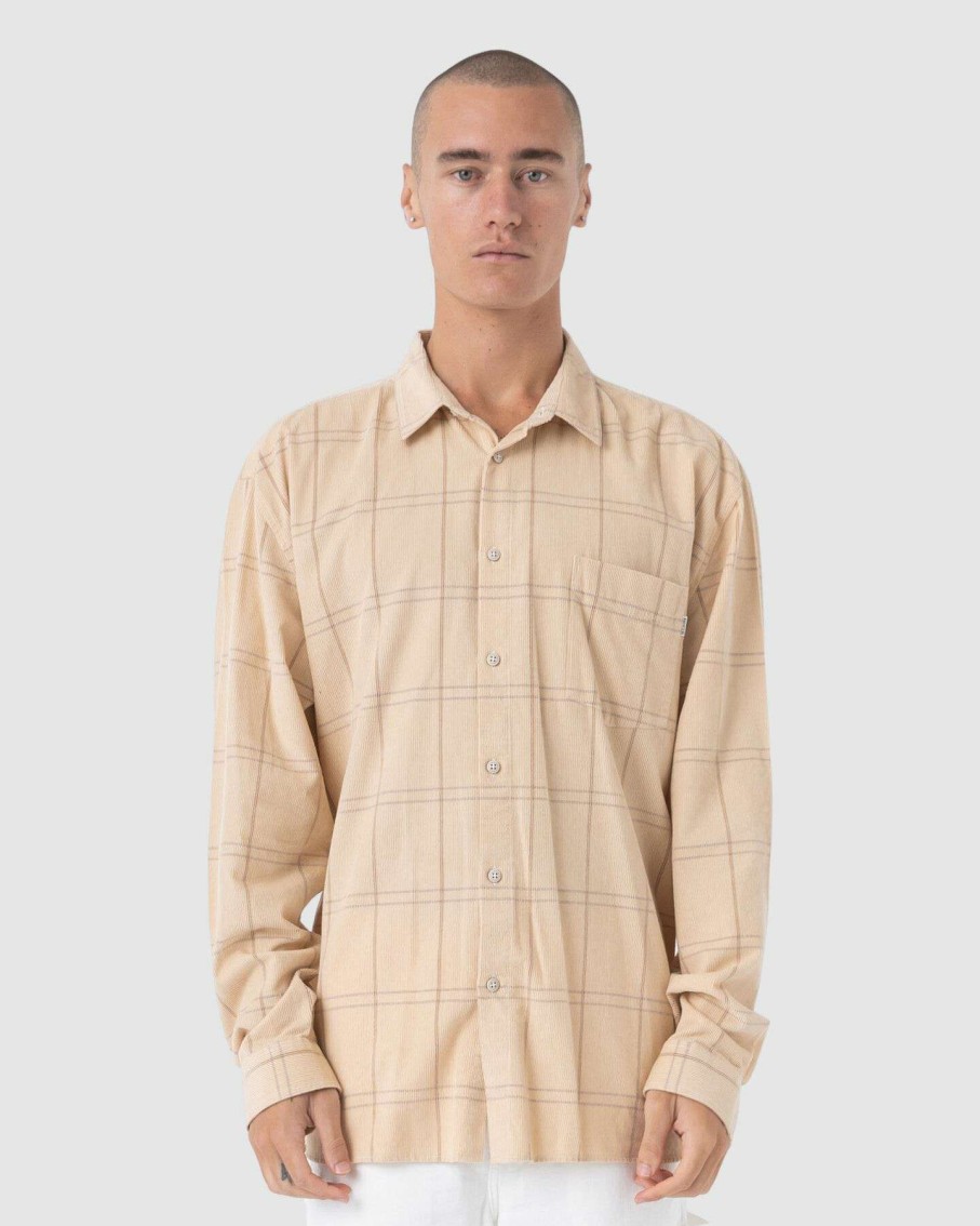 Mens * | Barney Cools Attractive Cabin Shirt Ochre Corduroy Plaid