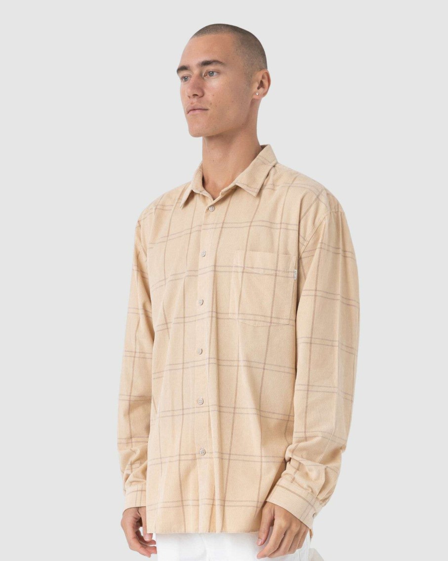 Mens * | Barney Cools Attractive Cabin Shirt Ochre Corduroy Plaid