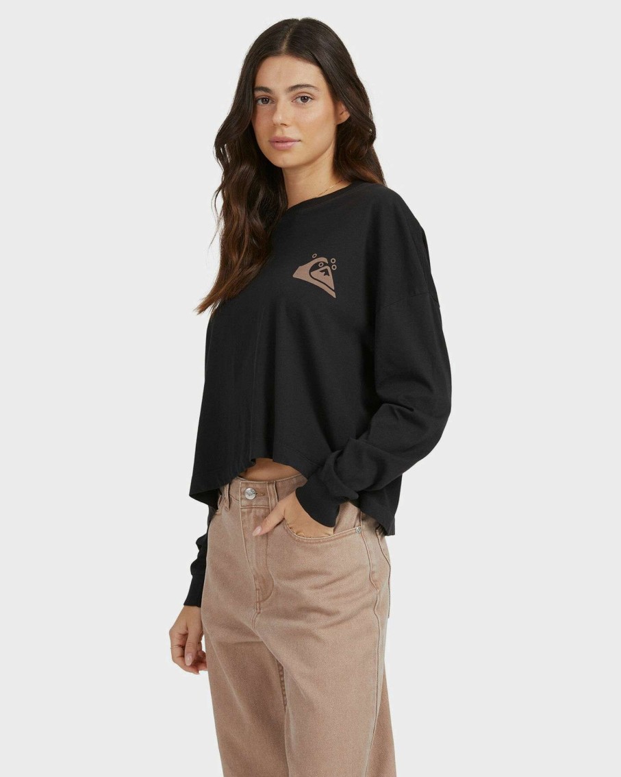 Womens * | Attractive Womens Quiksilver Organic Oversized Crop Long Sleeve T-Shirt